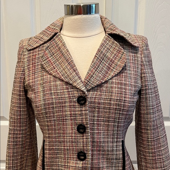 ELLEN TRACY Colorful Silk Tweed Textured Blazer Jacket - Picture 2 of 8
